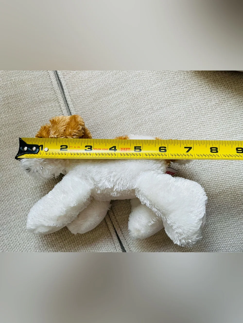 Plush Puppy Dog Stuffed Animal White & Brown Soft Toy 8”